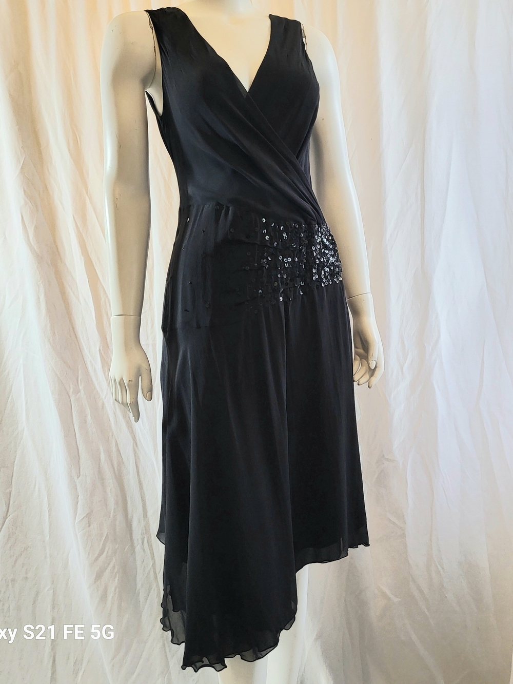 Nougat LONDON - Black Silk Chiffon Dress Embelished With Sequins